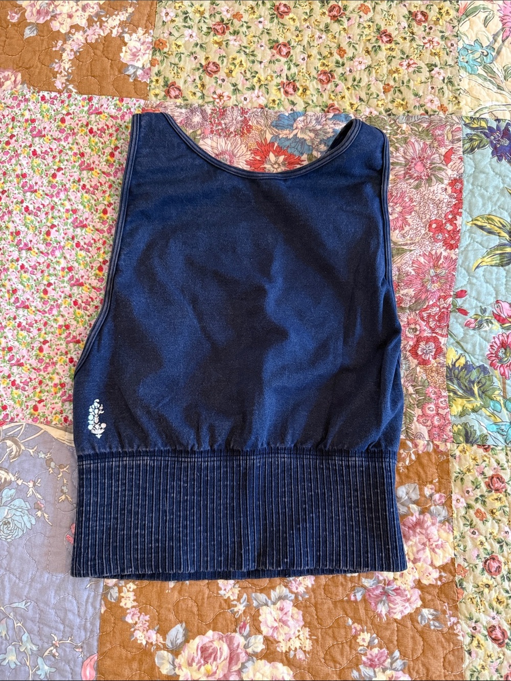 Free People Navy Blue Ribbed Hem Athletic Tank